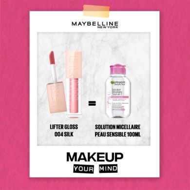 MAYBELLINE OFFRE LIFTER GLOSS 004 SILK + SOLUTION MICELLAIRE PEAU SENSIBLE 100 ML
