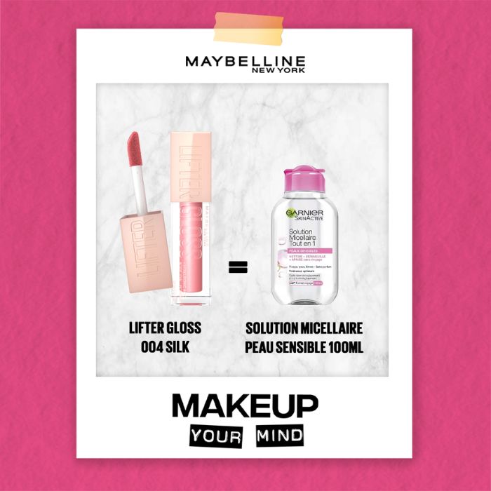 MAYBELLINE OFFRE LIFTER GLOSS 004 SILK + SOLUTION MICELLAIRE PEAU SENSIBLE 100 ML