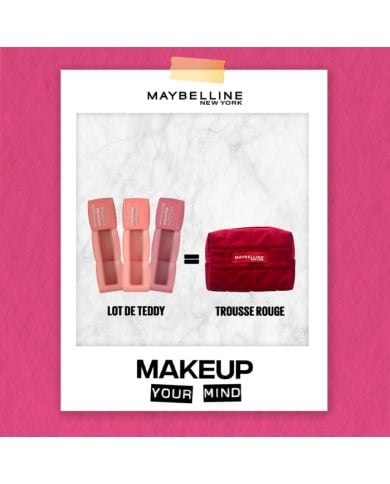 MAYBELLINE LOT DE 3 SUPERSTAY TEDDY TINT 10 -15 - 55 +TROUSSE ROUGE OFFERTE