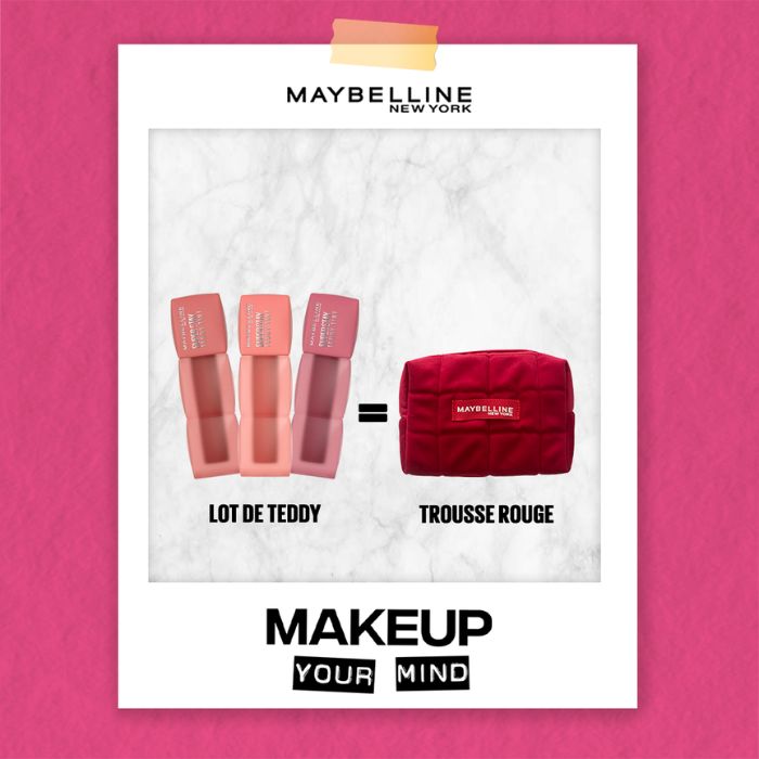 MAYBELLINE LOT DE 3 SUPERSTAY TEDDY TINT 10 -15 - 55 +TROUSSE ROUGE OFFERTE