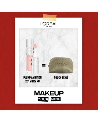 L'OREAL PARIS OFFRE PLUMP AMBITION HYALURON LIP OIL + POUCH BEIGE OFFERTE