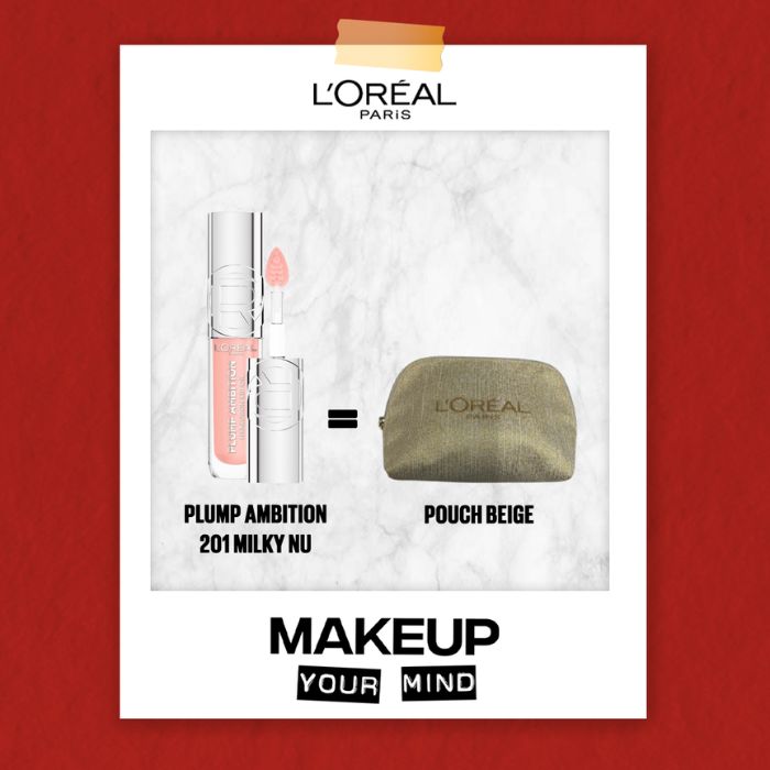 L'OREAL PARIS OFFRE PLUMP AMBITION HYALURON LIP OIL + POUCH BEIGE OFFERTE