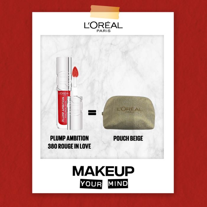 L'OREAL PARIS OFFRE PLUMP AMBITION HYALURON LIP OIL + POUCH BEIGE OFFERTE