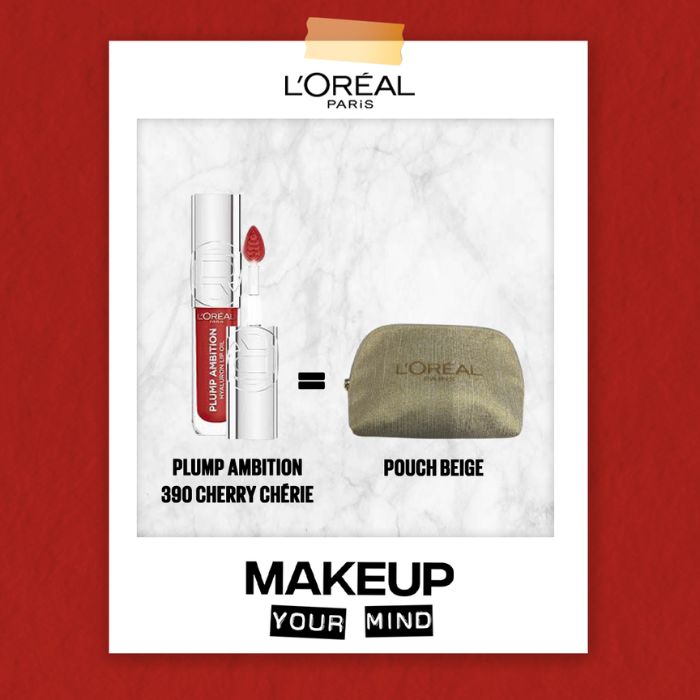 L'OREAL PARIS OFFRE PLUMP AMBITION HYALURON LIP OIL + POUCH BEIGE OFFERTE