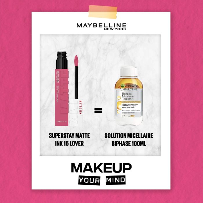 MAYBELLINE OFFRE SUPERSTAY MATTE INK + SOLUTION MICELLAIRE BIPHASE 100 ML OFFERTE