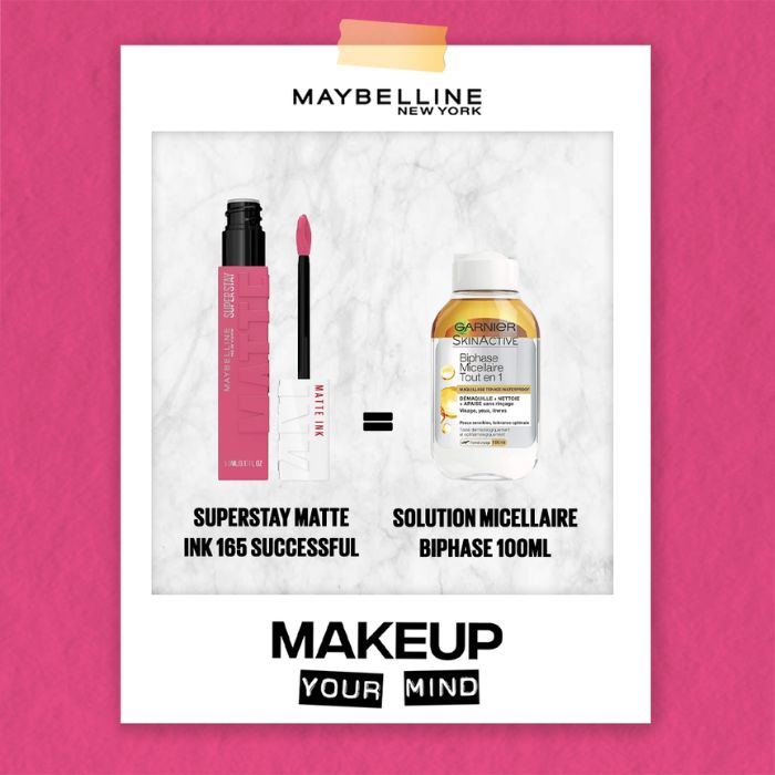MAYBELLINE OFFRE SUPERSTAY MATTE INK + SOLUTION MICELLAIRE BIPHASE 100 ML OFFERTE