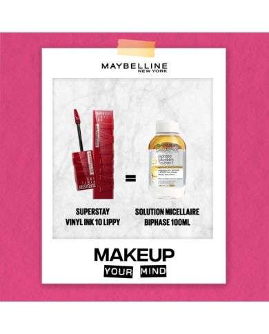 MAYBELLINE OFFRE SUPERSTAY VINYL INK + SOLUTION MICELLAIRE BIPHASE 100 ML