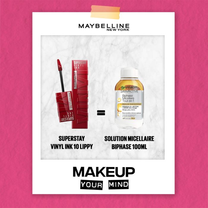 MAYBELLINE OFFRE SUPERSTAY VINYL INK + SOLUTION MICELLAIRE BIPHASE 100 ML