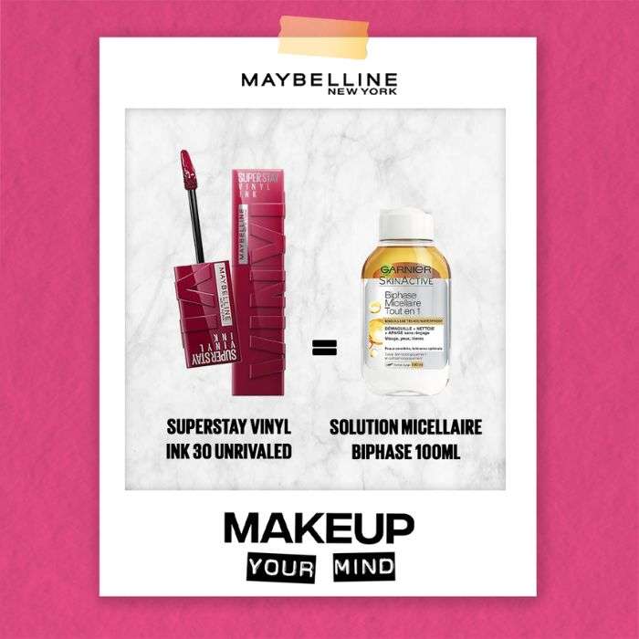 MAYBELLINE OFFRE SUPERSTAY VINYL INK + SOLUTION MICELLAIRE BIPHASE 100 ML