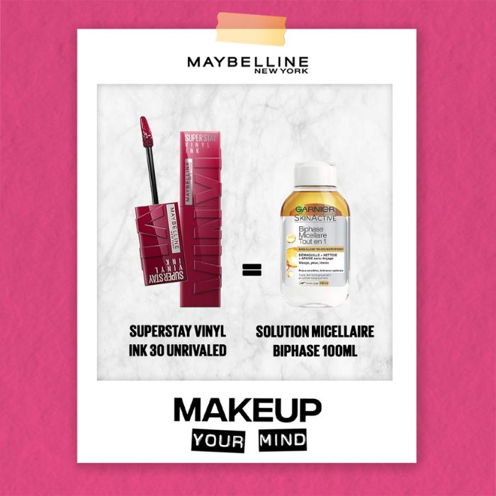 MAYBELLINE OFFRE SUPERSTAY VINYL INK + SOLUTION MICELLAIRE BIPHASE 100 ML