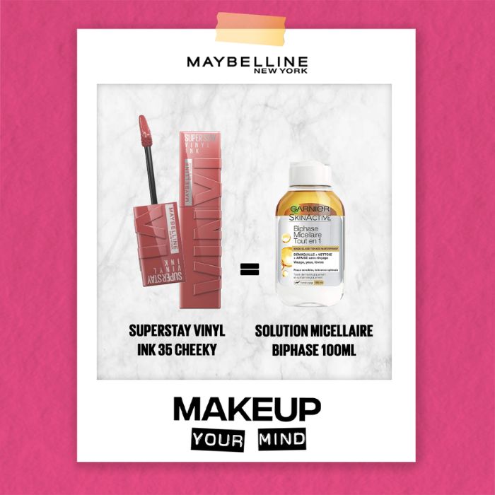 MAYBELLINE OFFRE SUPERSTAY VINYL INK + SOLUTION MICELLAIRE BIPHASE 100 ML