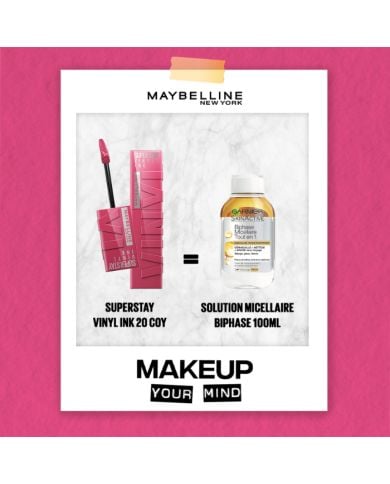 MAYBELLINE OFFRE SUPERSTAY VINYL INK 20 COY + SOLUTION MICELLAIRE BIPHASE 100 ML
