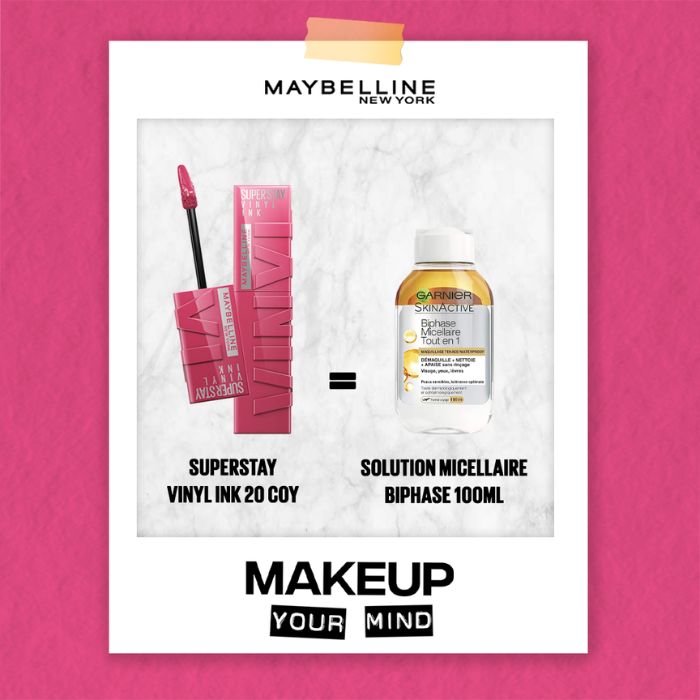 MAYBELLINE OFFRE SUPERSTAY VINYL INK 20 COY + SOLUTION MICELLAIRE BIPHASE 100 ML