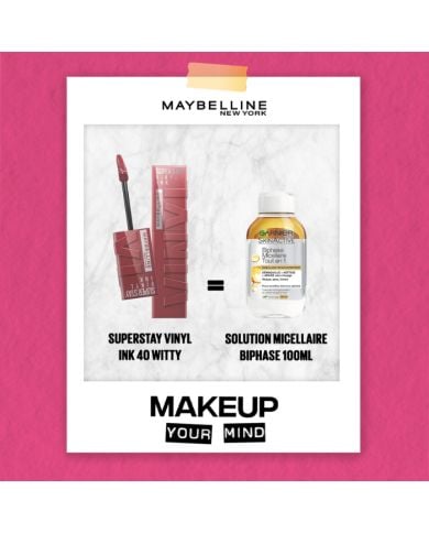 MAYBELLINE OFFRE SUPERSTAY VINYL INK 40 WITTY + SOLUTION MICELLAIRE BIPHASE 100 ML