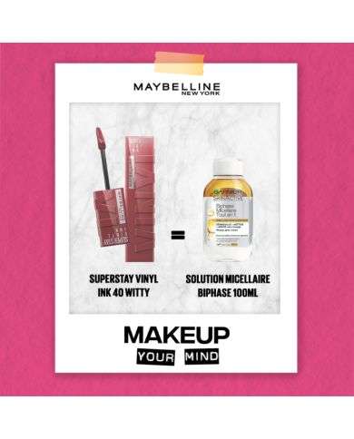 MAYBELLINE OFFRE SUPERSTAY VINYL INK 40 WITTY + SOLUTION MICELLAIRE BIPHASE 100 ML