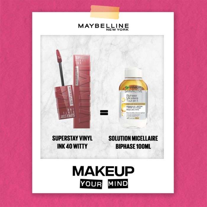 MAYBELLINE OFFRE SUPERSTAY VINYL INK 40 WITTY + SOLUTION MICELLAIRE BIPHASE 100 ML