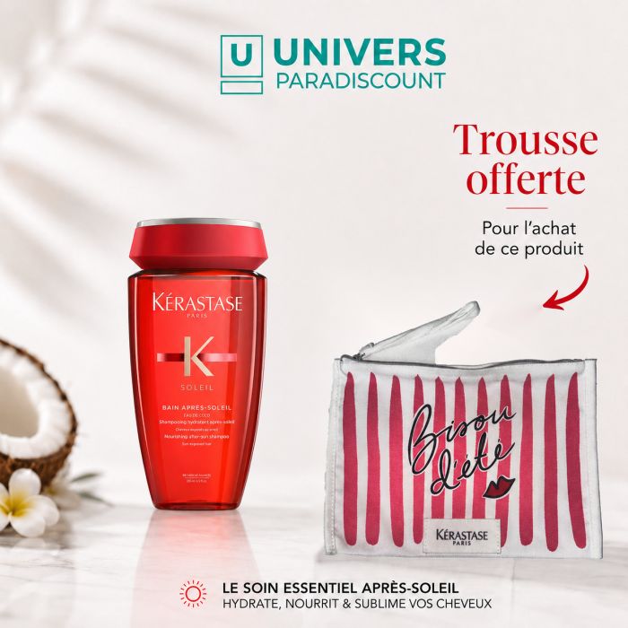KERASTASE OFFRE SOLEIL BAIN APRES SOLEIL SHAMPOING HYDRATANT 250ML + TROUSSE OFFERT