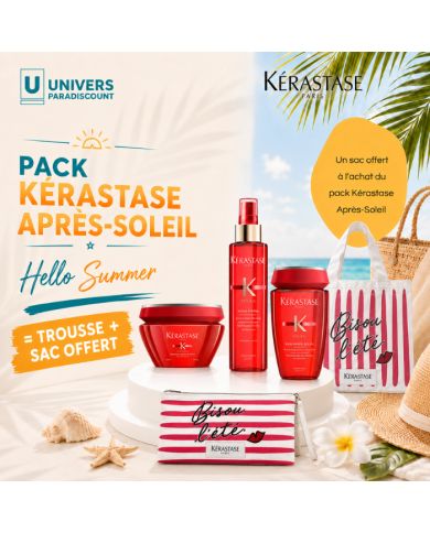 KERASTASE PACK SOLEIL BAIN 250 ML + HUILE 150 ML + MASQUE 200 ML + TROUSSE ET SAC OFFERT