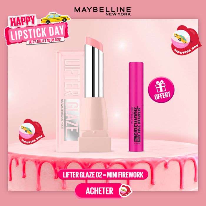 MAYBELLINE OFFRE LIFTER GLAZE + MINI FIREWORK MASCARA OFFERTE