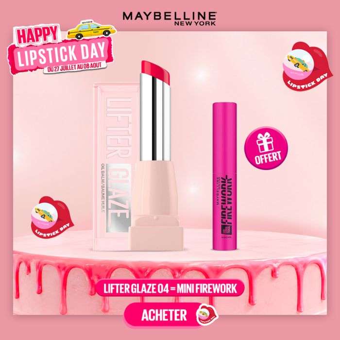 MAYBELLINE OFFRE LIFTER GLAZE + MINI FIREWORK MASCARA OFFERTE