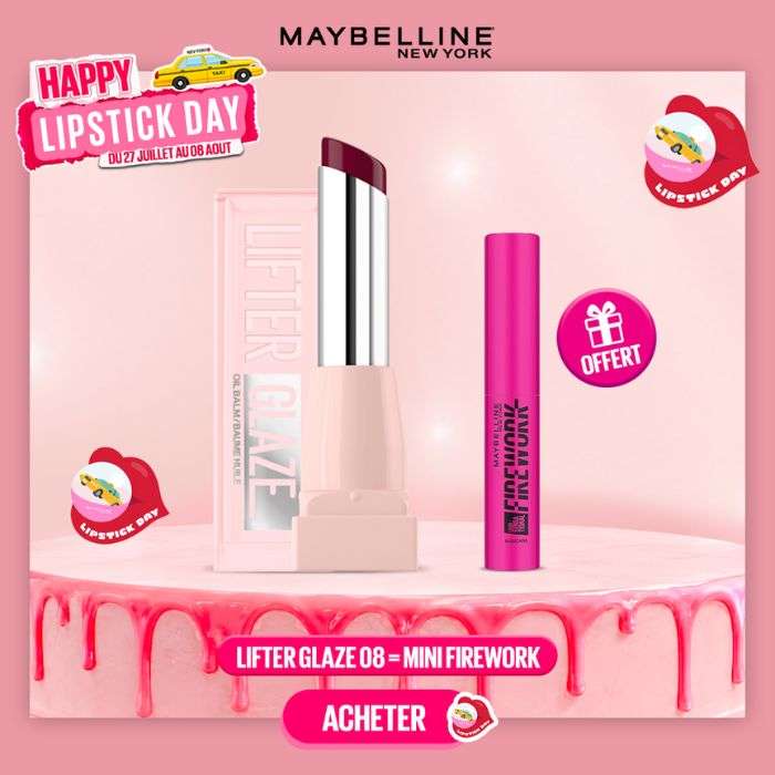 MAYBELLINE OFFRE LIFTER GLAZE + MINI FIREWORK MASCARA OFFERTE