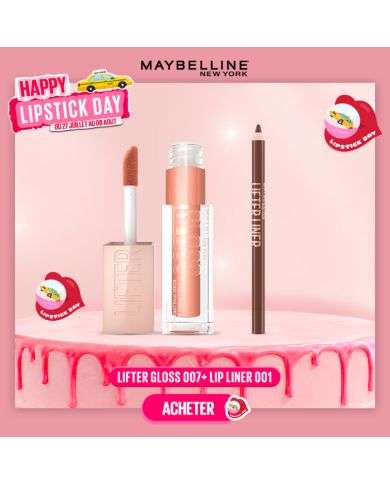 MAYBELLINE PACK LIFTER GLOSS 007 AMBER + LIP LINER 001 CROSS THE LINE