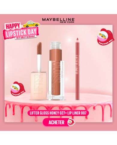 MAYBELLINE PACK LIFTER GLOSS HONEY 027 TOFFEE + LIP LINER 007 BIG LIFT