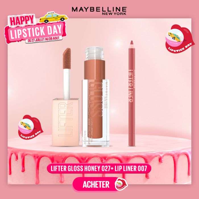 MAYBELLINE PACK LIFTER GLOSS HONEY 027 TOFFEE + LIP LINER 007 BIG LIFT