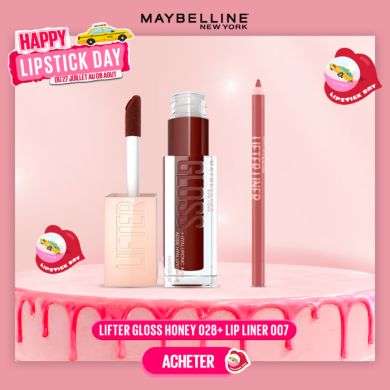 MAYBELLINE PACK LIFTER GLOSS HONEY 028 MAPLE + LIP LINER 007 BIG LIFT