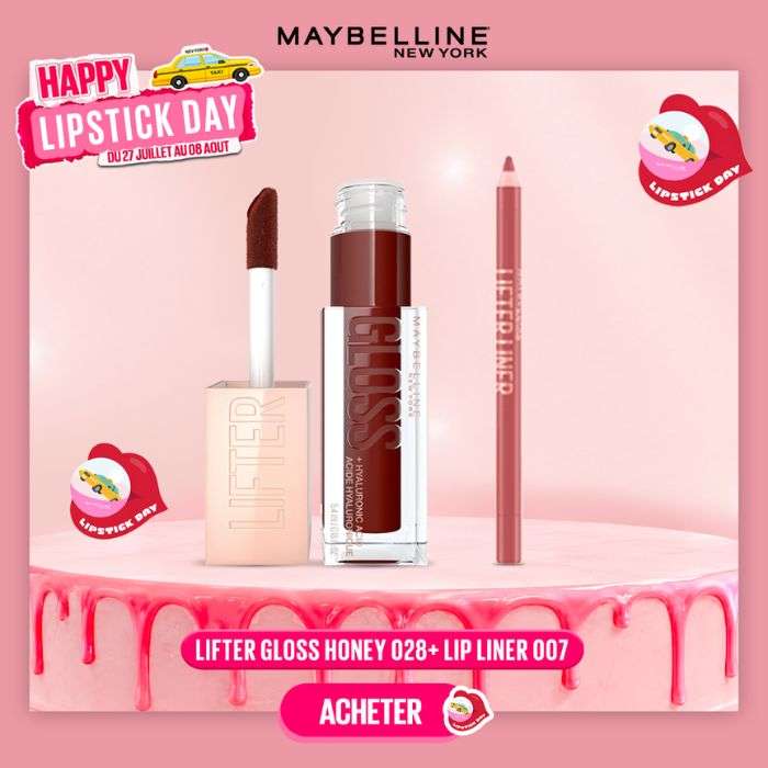 MAYBELLINE PACK LIFTER GLOSS HONEY 028 MAPLE + LIP LINER 007 BIG LIFT