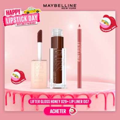 MAYBELLINE PACK LIFTER GLOSS HONEY 029 TOAST + LIP LINER 007 BIG LIFT