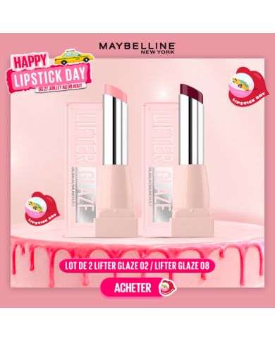 MAYBELLINE PACK DUO LIFTER GLAZE 02 PINK DRIP +08 ACAI GLAZE