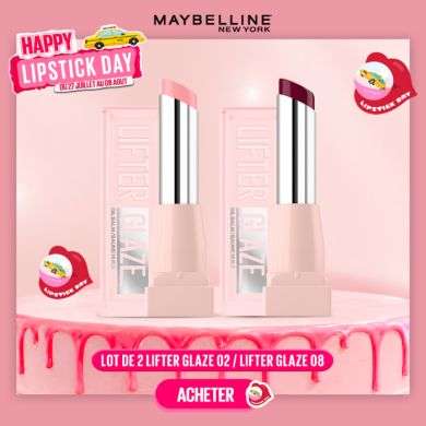 MAYBELLINE PACK DUO LIFTER GLAZE 02 PINK DRIP +08 ACAI GLAZE