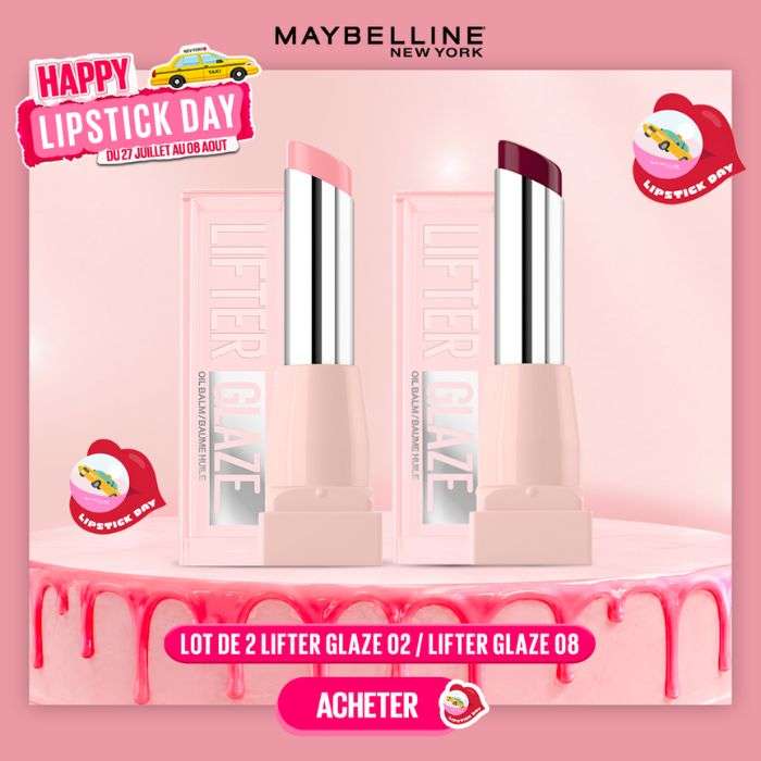 MAYBELLINE PACK DUO LIFTER GLAZE 02 PINK DRIP +08 ACAI GLAZE