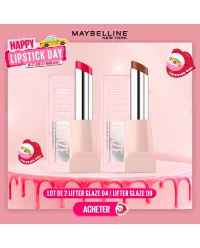 MAYBELLINE PACK DUO LIFTER GLAZE 04 CHERRY SWIRL +09 LATTE CRUSH