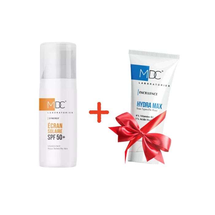 MDC PACK SYNERGY ECRAN SOLAIRE SPF 50+ PEAUX SECHES 50 ML + CREME HYDRATANTE OFFERTE