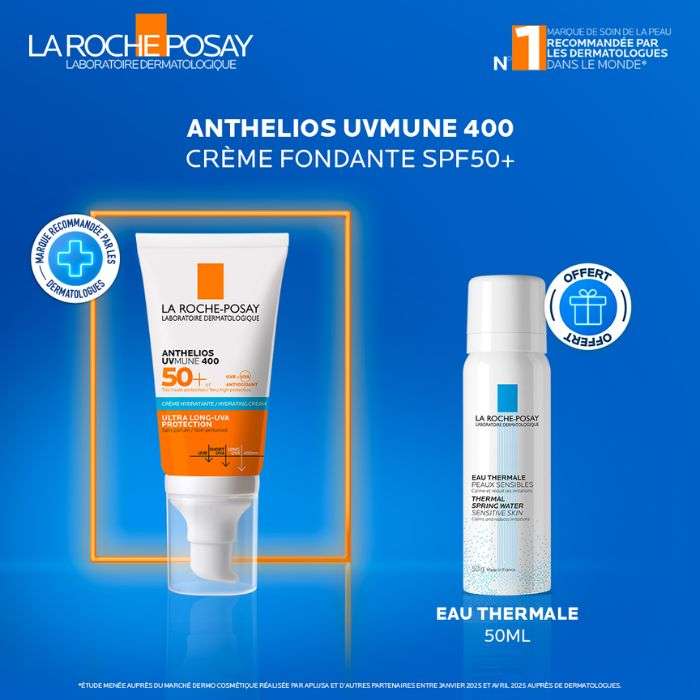 LA ROCHE POSAY OFFRE ANTHELIOS UVMUNE 400 CREME HYDRATANTE SPF 50+ INVISIBLE 50 ML + EAU THERMALE 50ML OFFERT