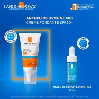 LA ROCHE POSAY OFFRE ANTHELIOS UVMUNE 400 CREME HYDRATANTE SPF 50+ INVISIBLE 50 ML + HYALU SERUM B5 10ML OFFERT