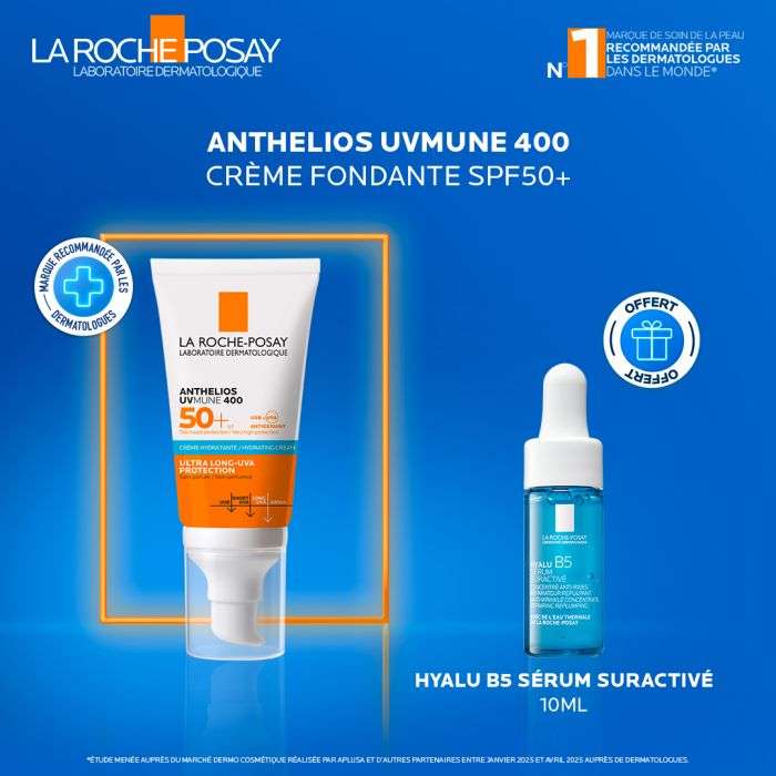 LA ROCHE POSAY OFFRE ANTHELIOS UVMUNE 400 CREME HYDRATANTE SPF 50+ INVISIBLE 50 ML + HYALU SERUM B5 10ML OFFERT