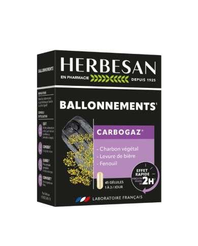 HERBESAN BALLONNEMENTS CARBOGAZ 45 GELULES