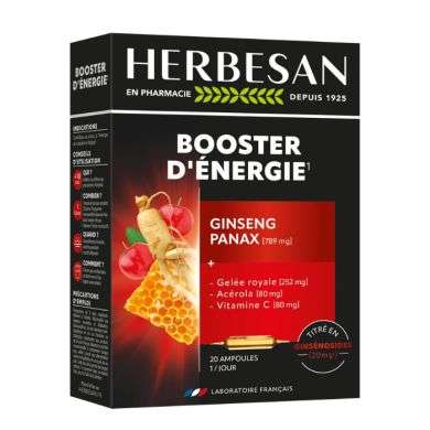 HERBESAN BOOSTER ENERGIE GINSENG PANAX 789MG 20 AMPOULES