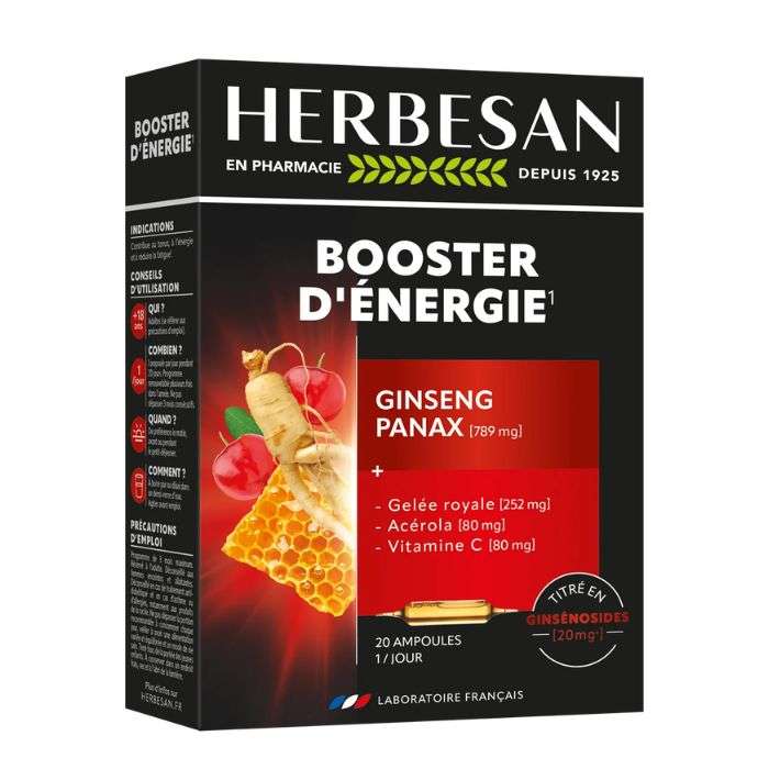 HERBESAN BOOSTER ENERGIE GINSENG PANAX 789MG 20 AMPOULES