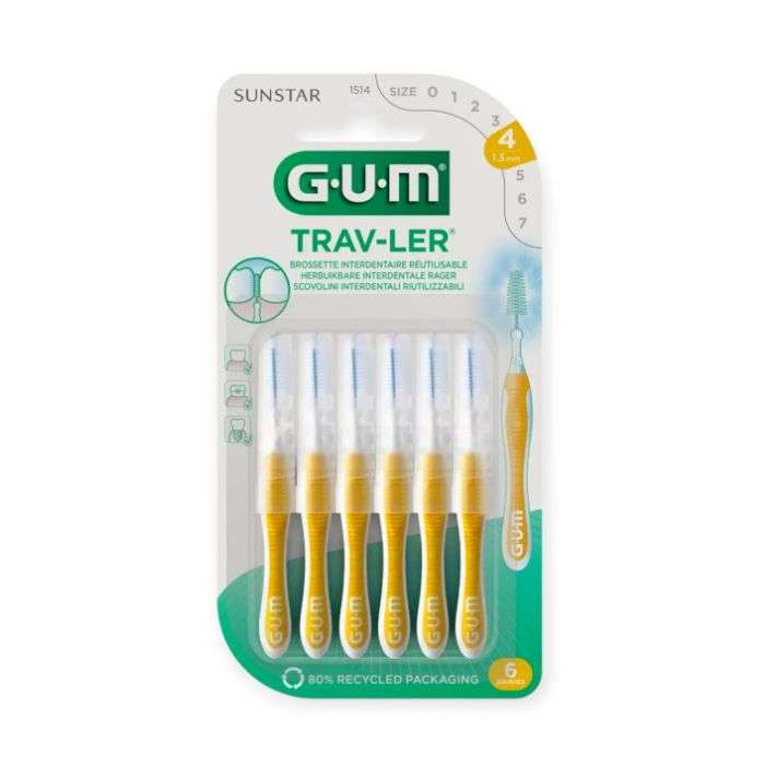 GUM 6 BROSSETTES INTERDENTAIRES EXTRA FINE 1.3 MM REF 1514