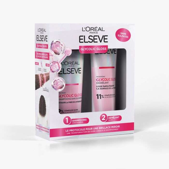 ELSEVE COFFRET GLYCOLIC GLOSS SHAMPOING 200ML + DEMELANT 200ML