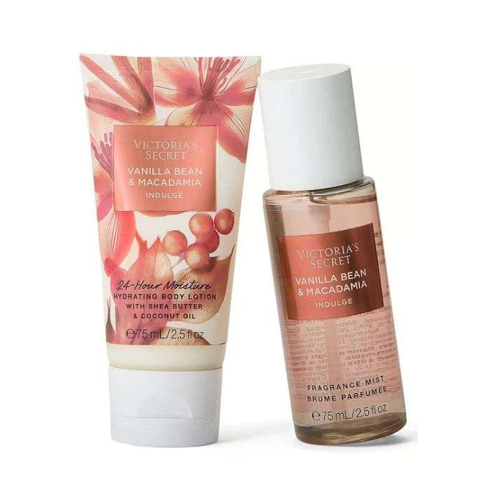 VICTORIAS SECRET VANILLA BEAN ET MACADAMIA COFFRET BRUME 75ML+ LOTION 75ML