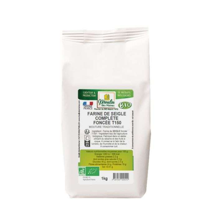 MOULIN DES MOINES FARINE DE SEIGLE COMPLETE FONCEE T150 1KG
