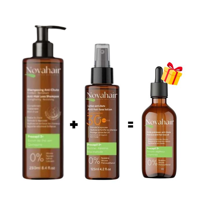 NOVAHAIR OFFRE SHAMPOING 250ML + LOTION 125ML + HUILE 50ML OFFERTE