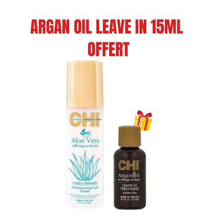 CHI OFFRE ALOE VERA CREME CHEVEUX BOUCLES 147ML + ARGAN OIL LEAVE IN TREATMENT 15 ML OFFERT