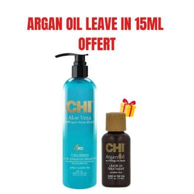 CHI OFFRE ALOE VERA CURLS DEFINED SHAMPOING FORTIFIANT 739ML + ARGAN OIL LEAVE IN TREATMENT ML OFFERT