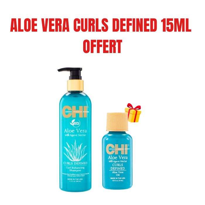 CHI OFFRE ALOE VERA SHAMPOOING CHEVEUX BOUCLES340 ML + ALOE VERA CURLS DEFINED 15 ML